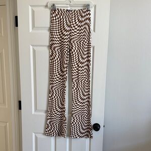 Stylish Brown Patterned Flare Pants